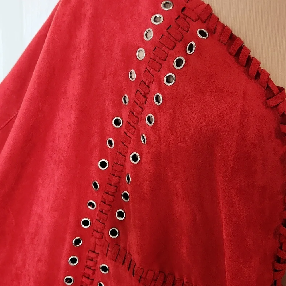 Tesoro moda festival bohemian fringe cut out cape poncho coverup L/XL